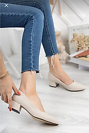 Kadın Ayakkabı Ten Cilt Kısa Topuklu Kapalı Kova Ayakkabı Günlük Ayakkabı 3 cm