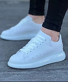 Sneaker Unisex Alexander Mcqueen Kalın Taban Günlük Spor Yürüyüş Ayakkabı Şeffaf Taban Beyaz