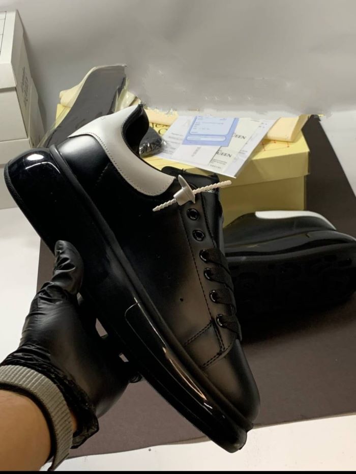 Sneaker Unisex Alexander Mcqueen Kalın Taban Günlük Spor Yürüyüş Ayakkabı Şeffaf Taban Siyah-Beyaz