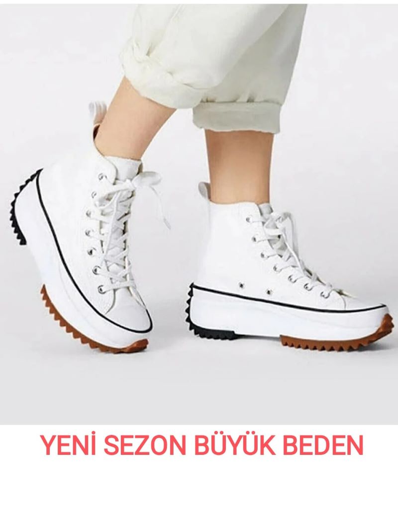 Kadın Sneaker Convers Beyaz Uzun Art's The Run Star Spor Ayakkabı Büyük Beden