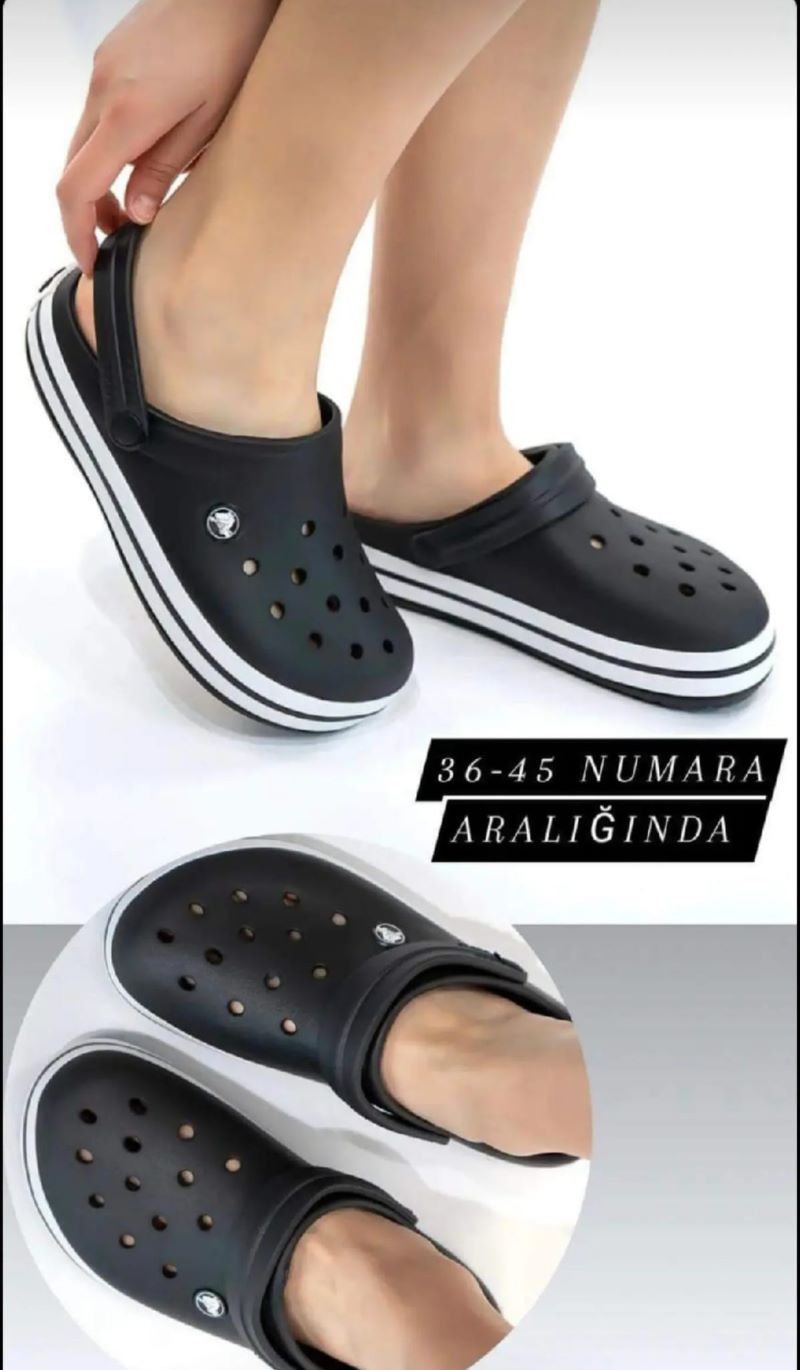 Cross Terlik Siyah Unisex Tam Ortopedik Deniz Havuz Doktor Hemşire Aşcı Labaratuvar Terlik Günlük